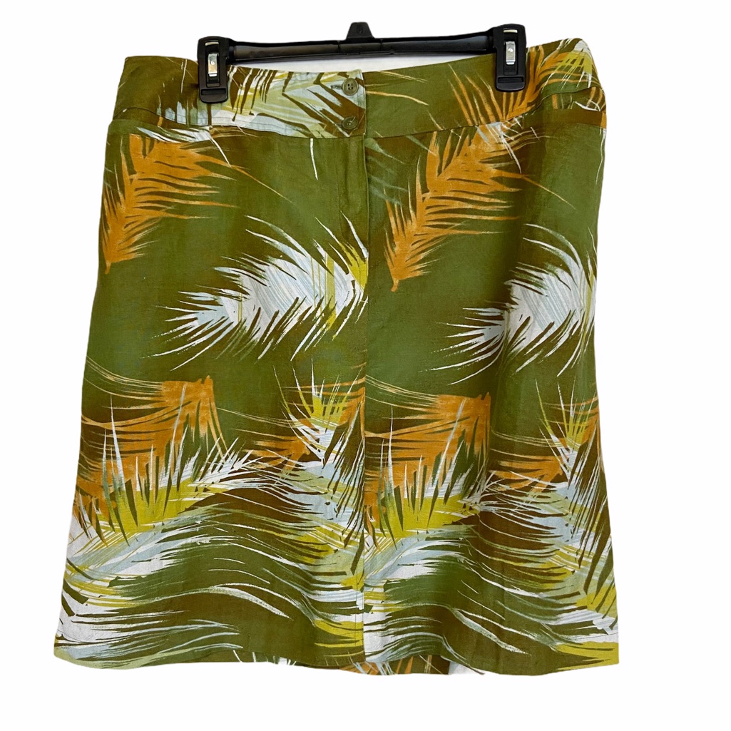 Harve Benard Green Palm Skirt Linen Blend